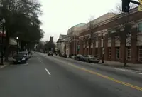 Brick buildings along a street in downtown Suffolk