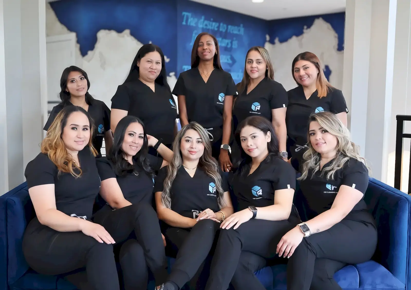 The E3R Cleaning team in black uniforms