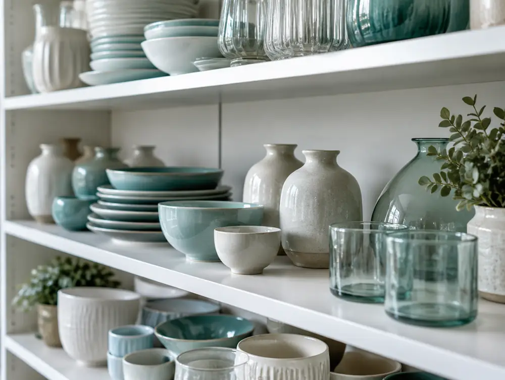 Dust-free shelves with homeware